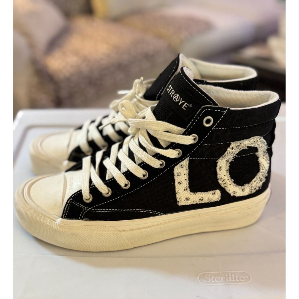 Straye Venice Love Rag Sneakers Men's Size 9.5  Women Sz.. 11 Black Skateboard